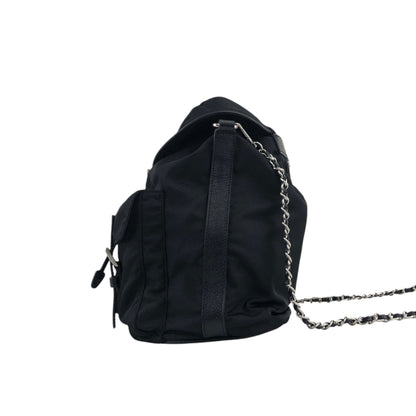 PRADA Triangle Logo Front Buckle Shoulder bag Black Vintage fkfvej