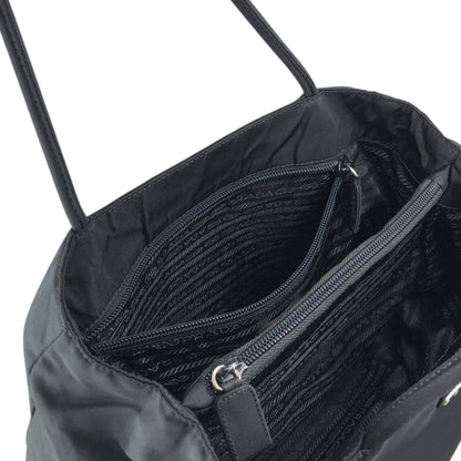 PRADA Tessuto Triangle Logo Side Pocket Totebag Black Vintage iwt8yv