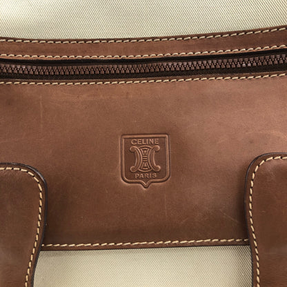 CELINE Blason Shoulder bag White×Brown Vintage ue3evj