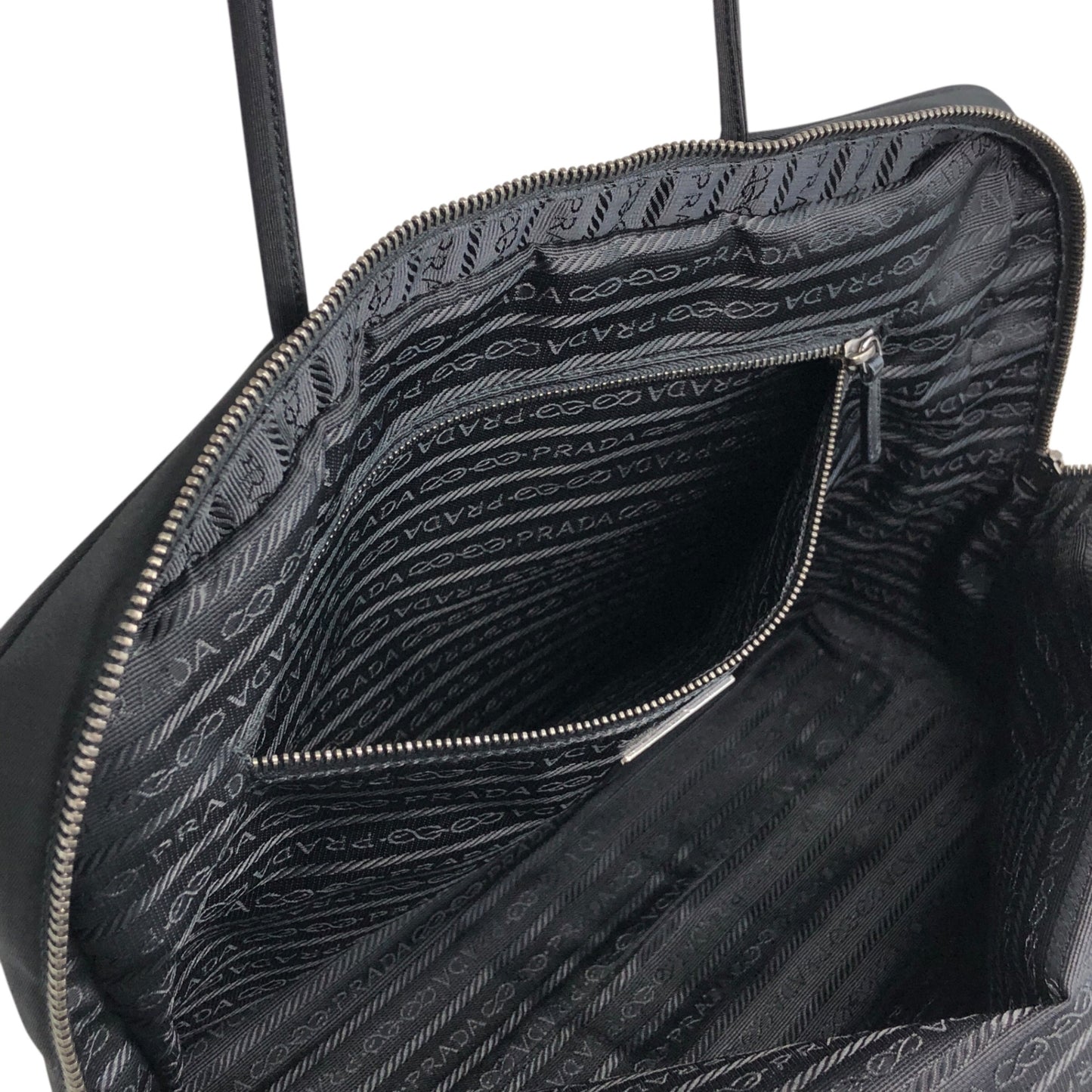 PRADA Triangle Logo Padlock Totebag Black Vintage ggz5as