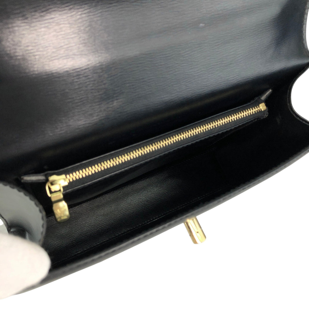 LOUIS VUITTON Turn Lock Handbag Black M52372 Vintage 48k8t4