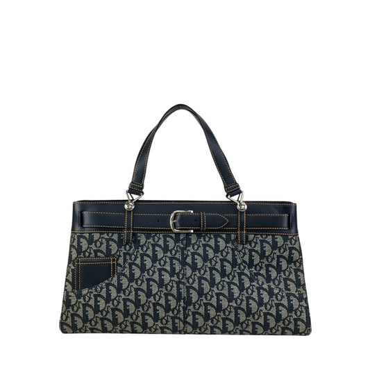 Christian Dior Trotter Front Buckle Handbag Navy Vintage nk2ius