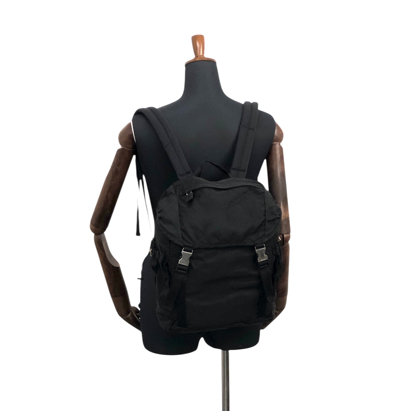PRADA Tessuto Triangle Logo Backpack Black Vintage 6bctx4