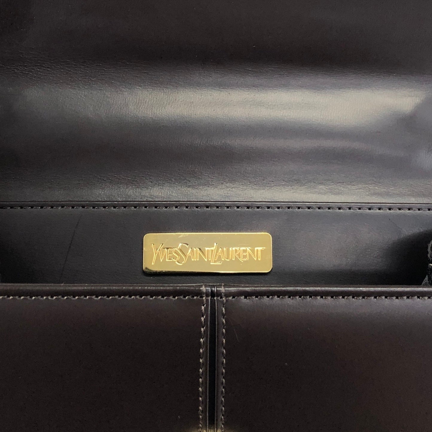 Yves Saint Laurent YSL Logo Top Handle Handbag Brown Vintage 3bhgkg