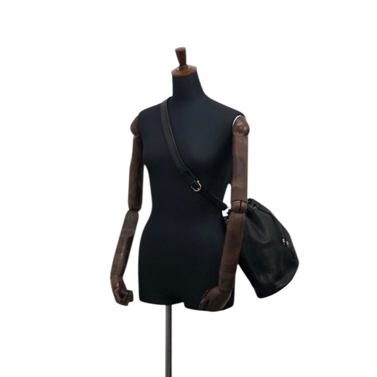 CELINE Blason Drawstring Shoulder bag Black Vintage 2mfbtc