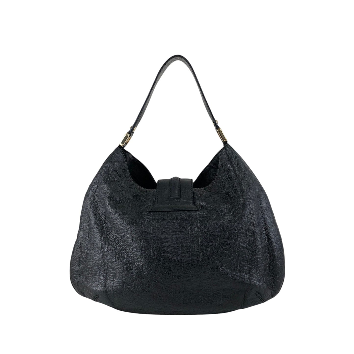 GUCCI Logo Shoulder bag Hobobag Black Vintage f2bysj