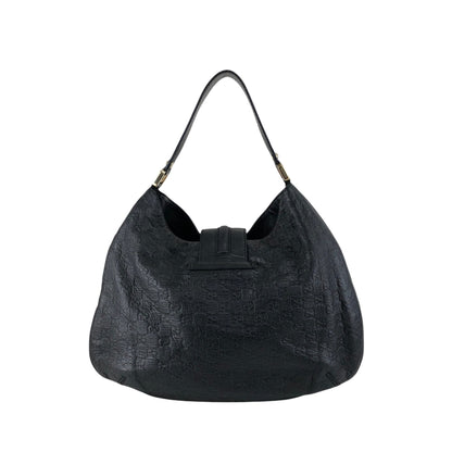 GUCCI Logo Shoulder bag Hobobag Black Vintage f2bysj