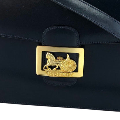 CELINE Horse Carriage Crossbody Shoulder bag Navy Vintage c7ruuk