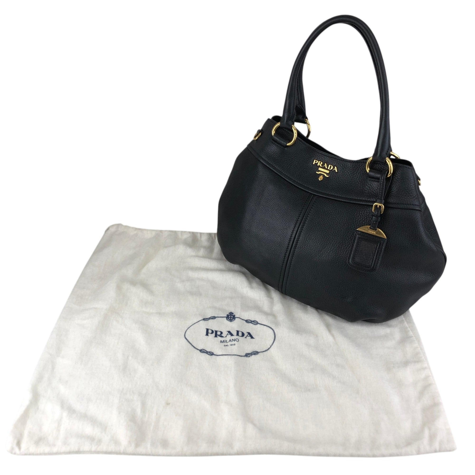 PRADA Logo Handbag Black Vintage 8mhtj6 – VintageShop solo