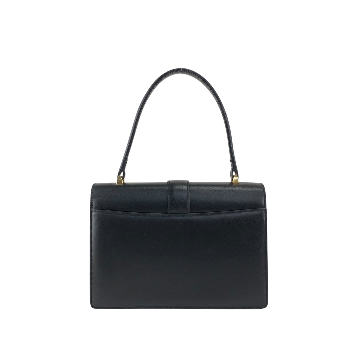 CELINE Horse Bit Top Handle Handbag Black Vintage 68wnsk