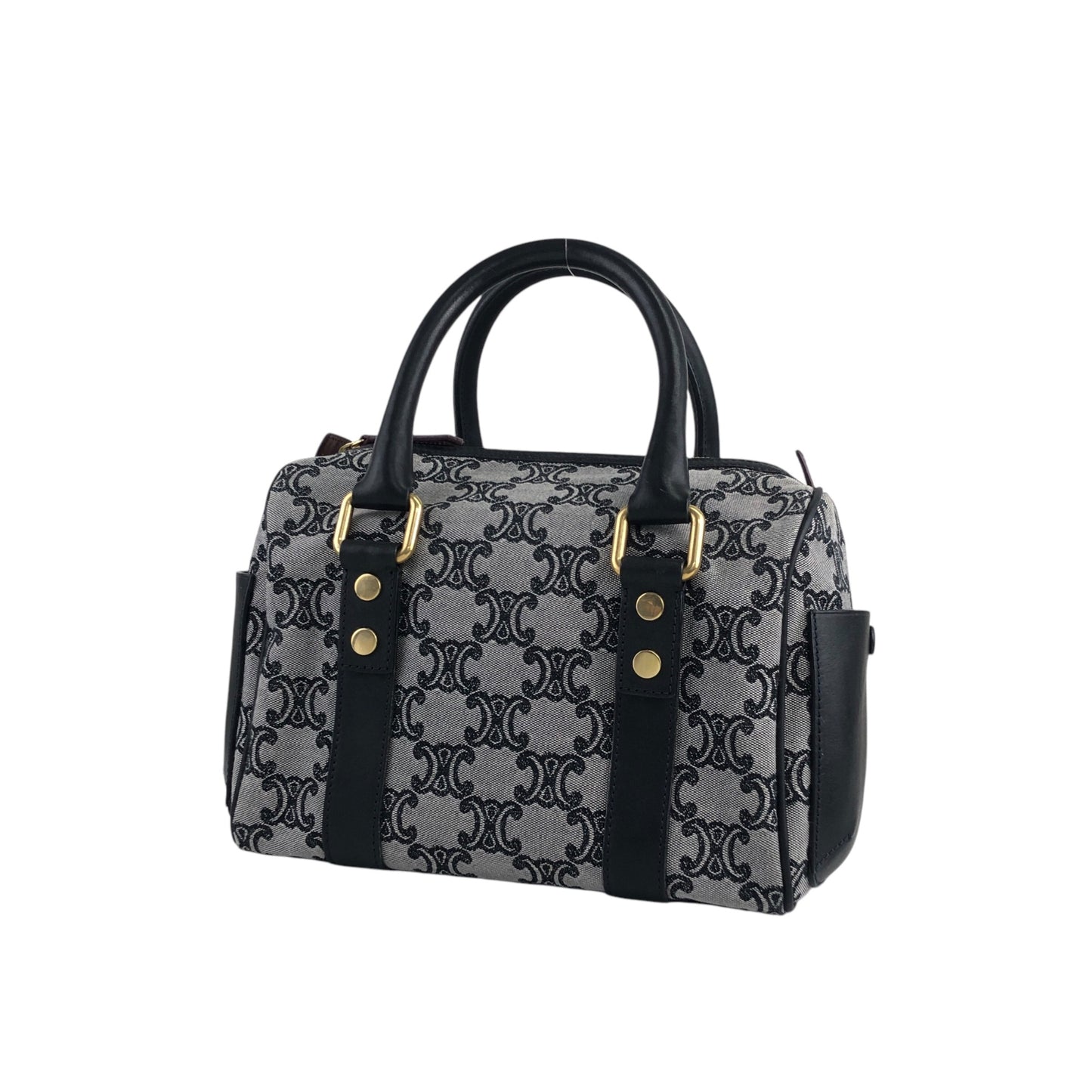 CELINE Macadam Triomphe Handbag Boston bag Gray Vintage skkab5