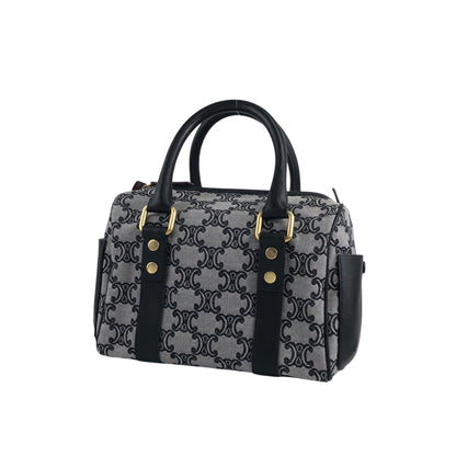 CELINE Macadam Triomphe Handbag Boston bag Gray Vintage skkab5