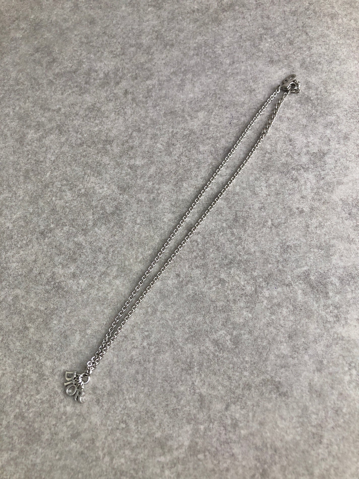 Christian Dior Logo Charm Necklace Silver Vintage wfizes