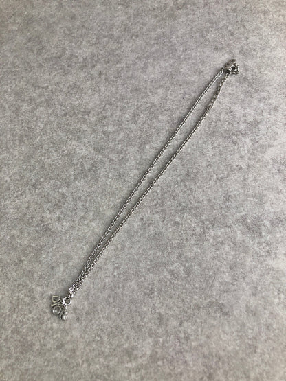 Christian Dior Logo Charm Necklace Silver Vintage wfizes