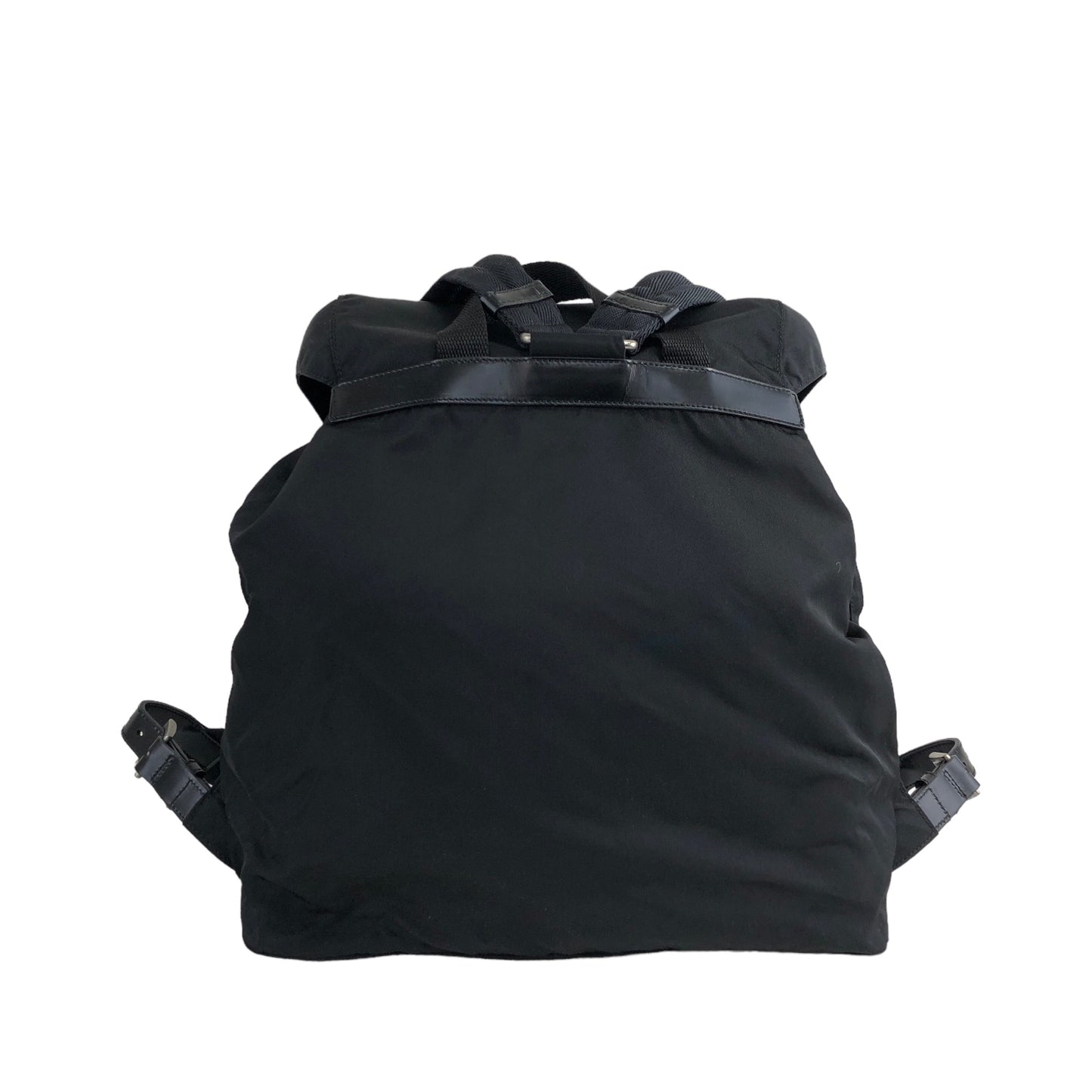 PRADA Triangle Logo Double Pocket Nylon Backpack Black Vintage izcwku