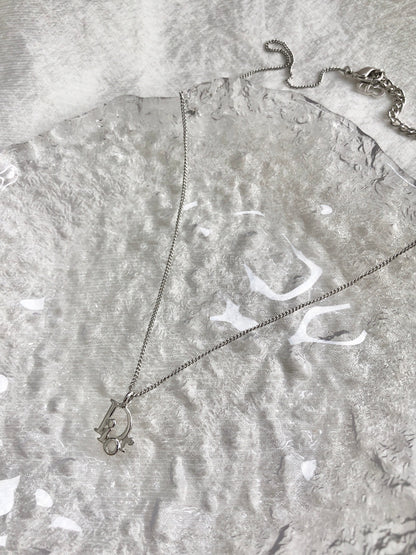 Christian Dior Logo Motif Necklace Silver Vintage 7dbn6v