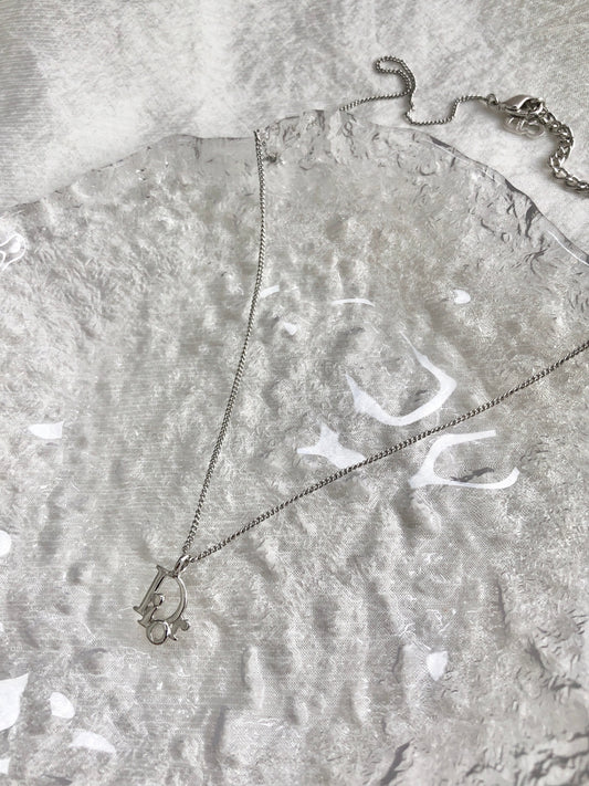 Christian Dior Logo Motif Necklace Silver Vintage 7dbn6v