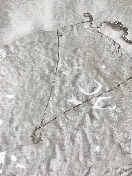 Christian Dior Logo Motif Necklace Silver Vintage 7dbn6v