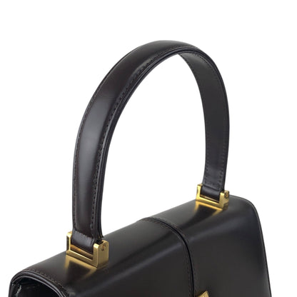 Yves Saint Laurent YSL Logo Top Handle Handbag Brown Vintage 3bhgkg