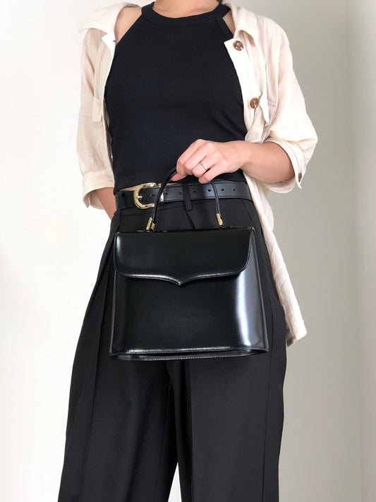 Yves Saint Laurent Top Handle Handbag Black Vintage fhj5dh