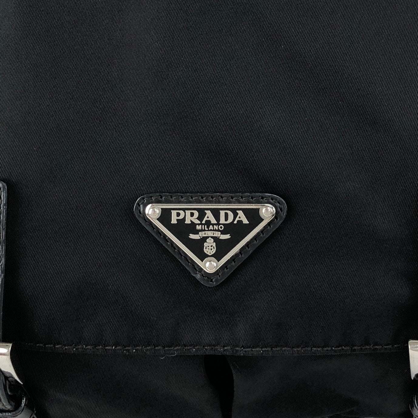 PRADA Tessuto Triangle Logo Side Pocket  Shoulder bag Black Vintage kedmv3