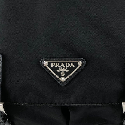 PRADA Tessuto Triangle Logo Side Pocket  Shoulder bag Black Vintage kedmv3