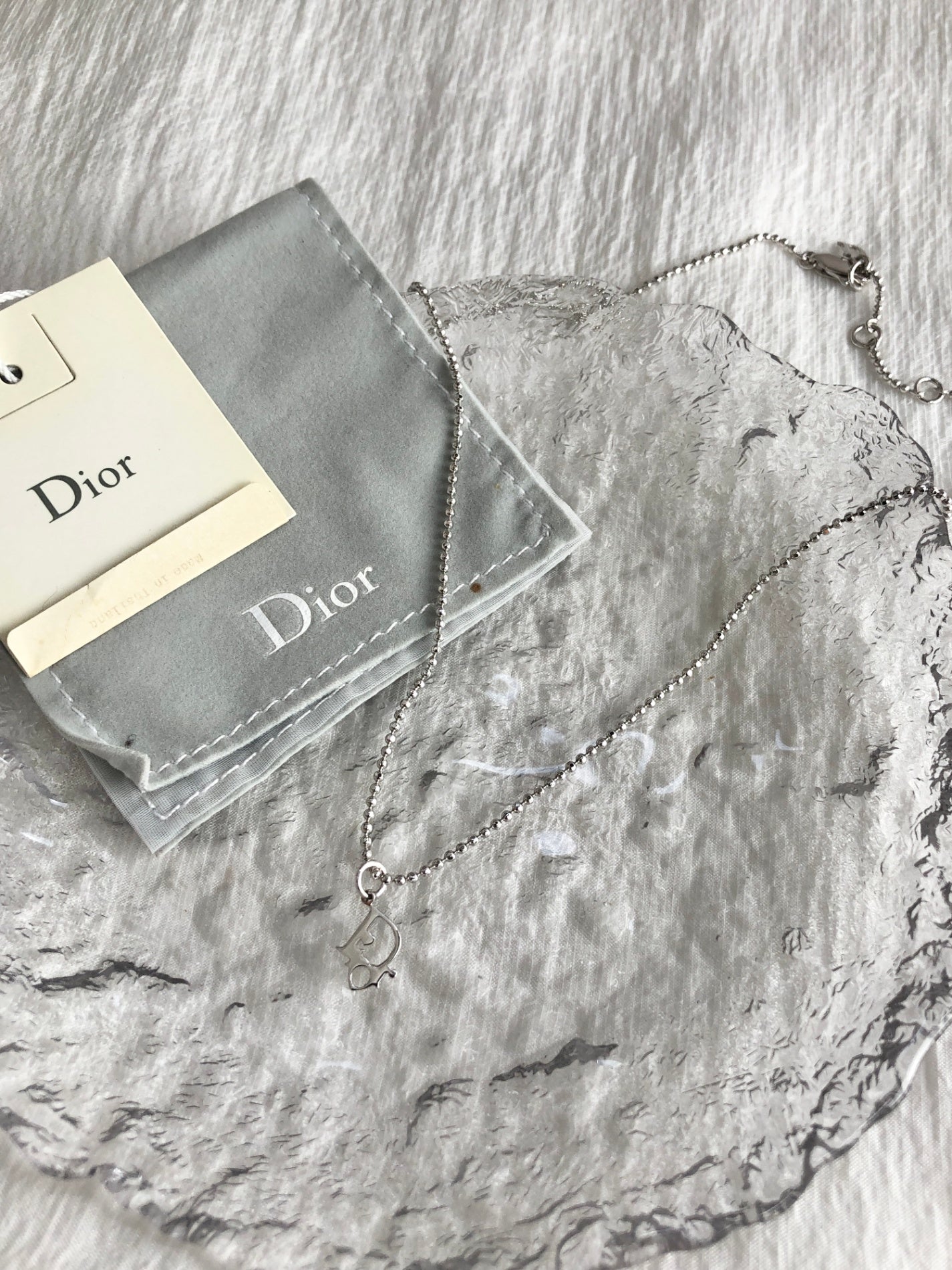 Christian Dior Logo Motif Necklace Silver Vintage dhizmp