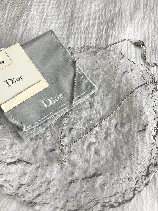 Christian Dior Logo Motif Necklace Silver Vintage dhizmp