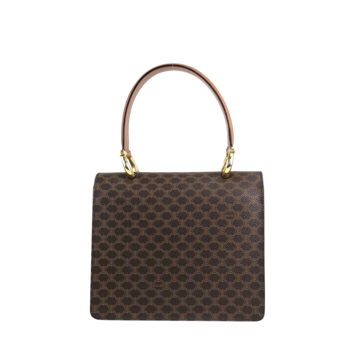 CELINE Macadam Horse Bit Double Flap Top Handle Handbag Brown Vintage 6caaii