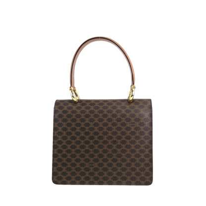 CELINE Macadam Horse Bit Double Flap Top Handle Handbag Brown Vintage 6caaii