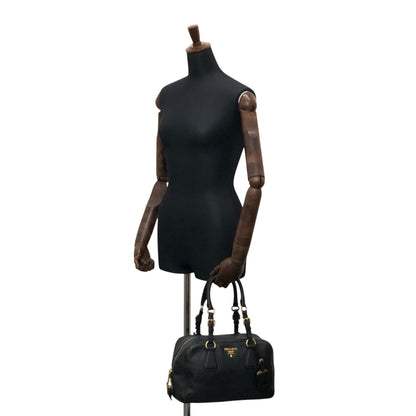 PRADA Logo Small Boston bag Handbag Black Vintage c8s4mf