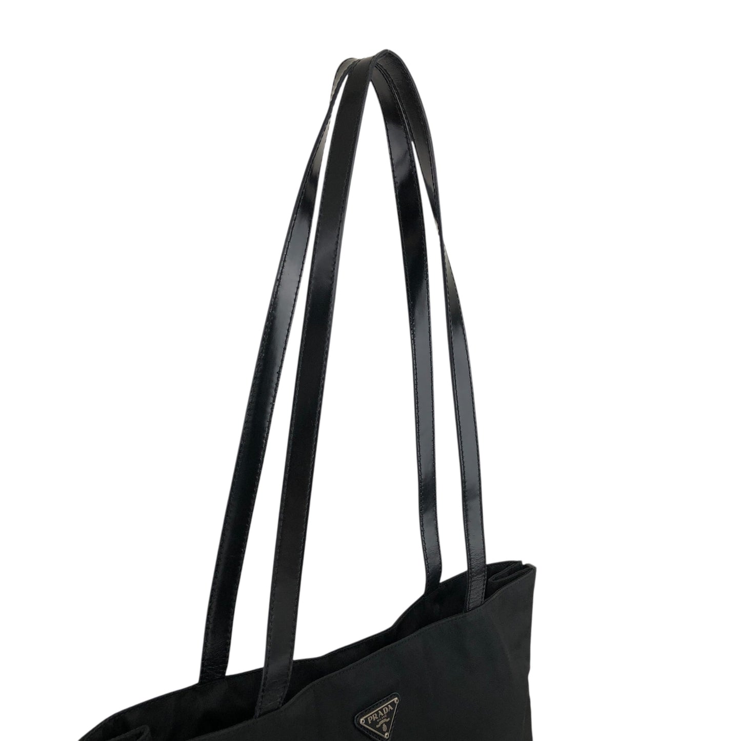 PRADA Triangle Logo Totebag Black Vintage jjxkrt
