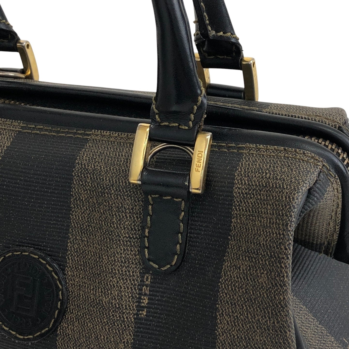 FENDI Pecan Logo Two-way Small Boston bag Shoulder bag Brown Vintage z7r7e6