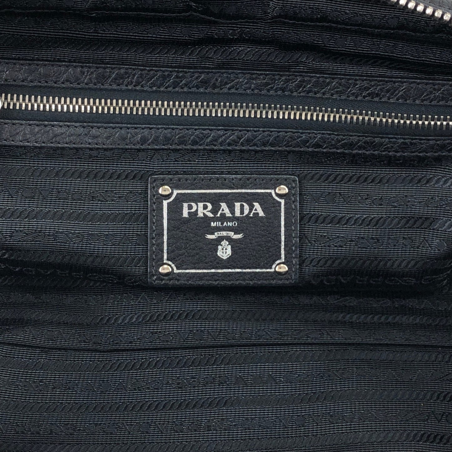 PRADA Logo Embossed Small Boston bag Handbag Black Vintage 2nb76v