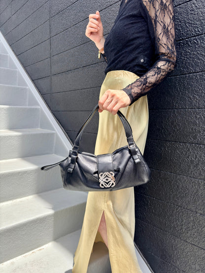 LOEWE Anagram Handbag Shoulder bag Black Vintage pk4pvs