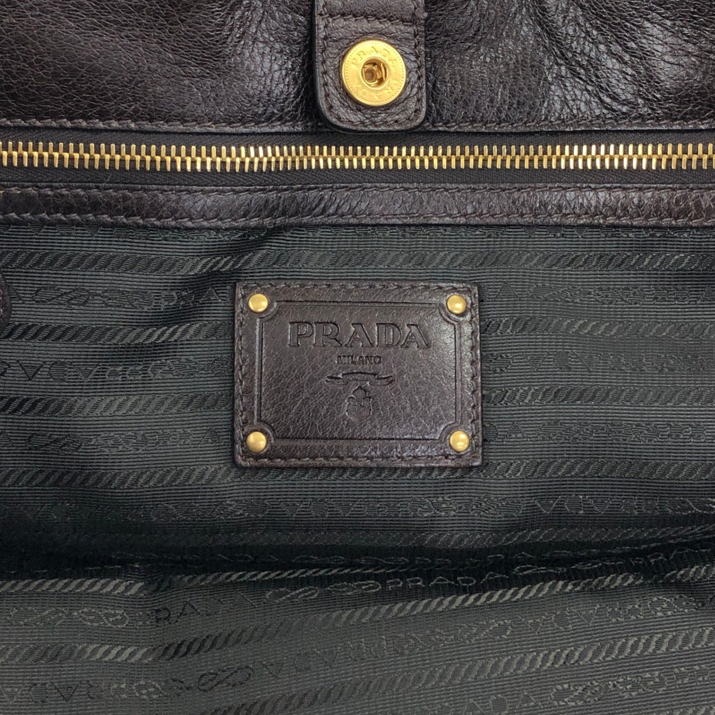 PRADA Logo Two-way Handbag Shoulder bag Brown Vintage ujn2cg