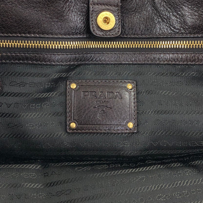 PRADA Logo Two-way Handbag Shoulder bag Brown Vintage ujn2cg