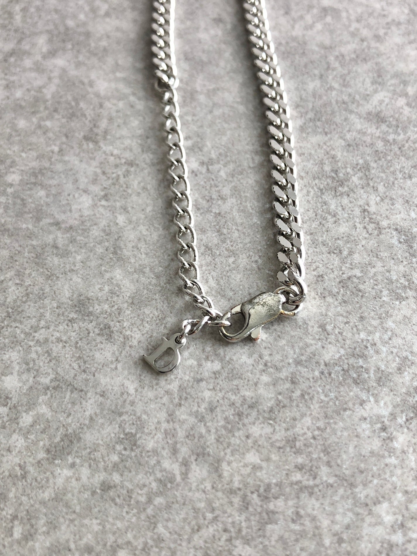 Christian Dior Logo Motif Necklace Silver Vintage suti5m
