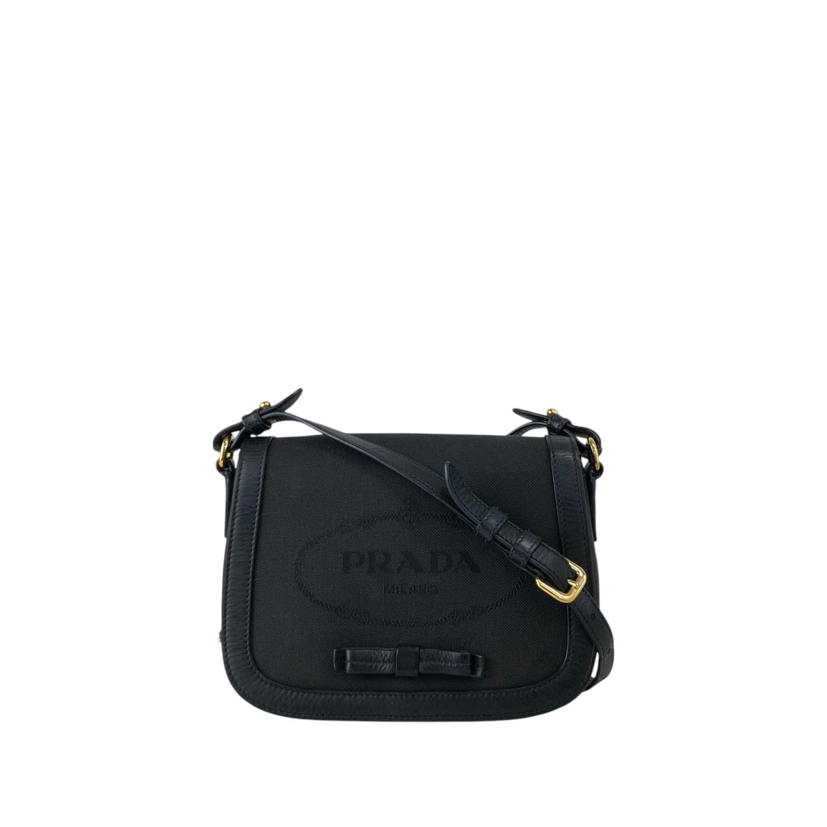 PRADA Logo Shoulder bag Black Vintage 4w22ct