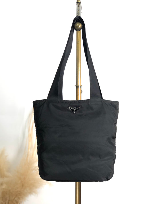 PRADA Tessuto Triangle Logo Totebag Black Vintage dmp62y