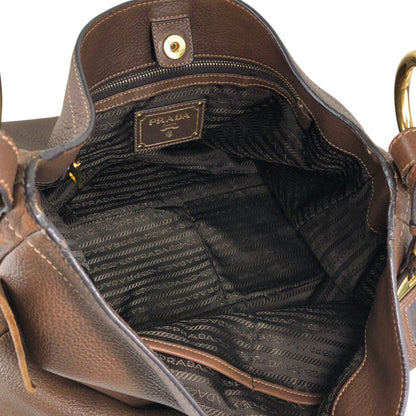 PRADA Triangle Logo Shoulder bag Hobobag Brown Vintage ajvtv2