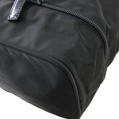 PRADA Triangle Logo Nylon Drawstring Handbag Black Vintage j8fkau
