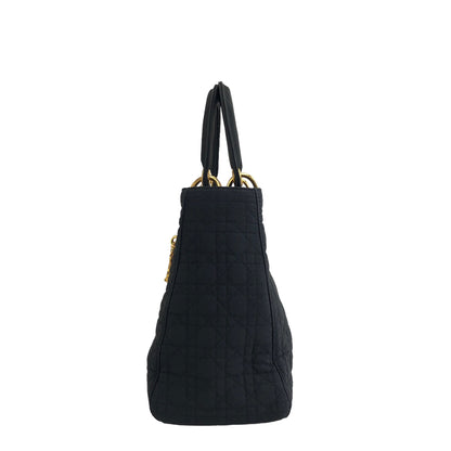 Christian Dior  Lady Dior Cannage CD Logo Charm Nylon Two-way Handbag Shoulder bag Black Vintage vwagxx