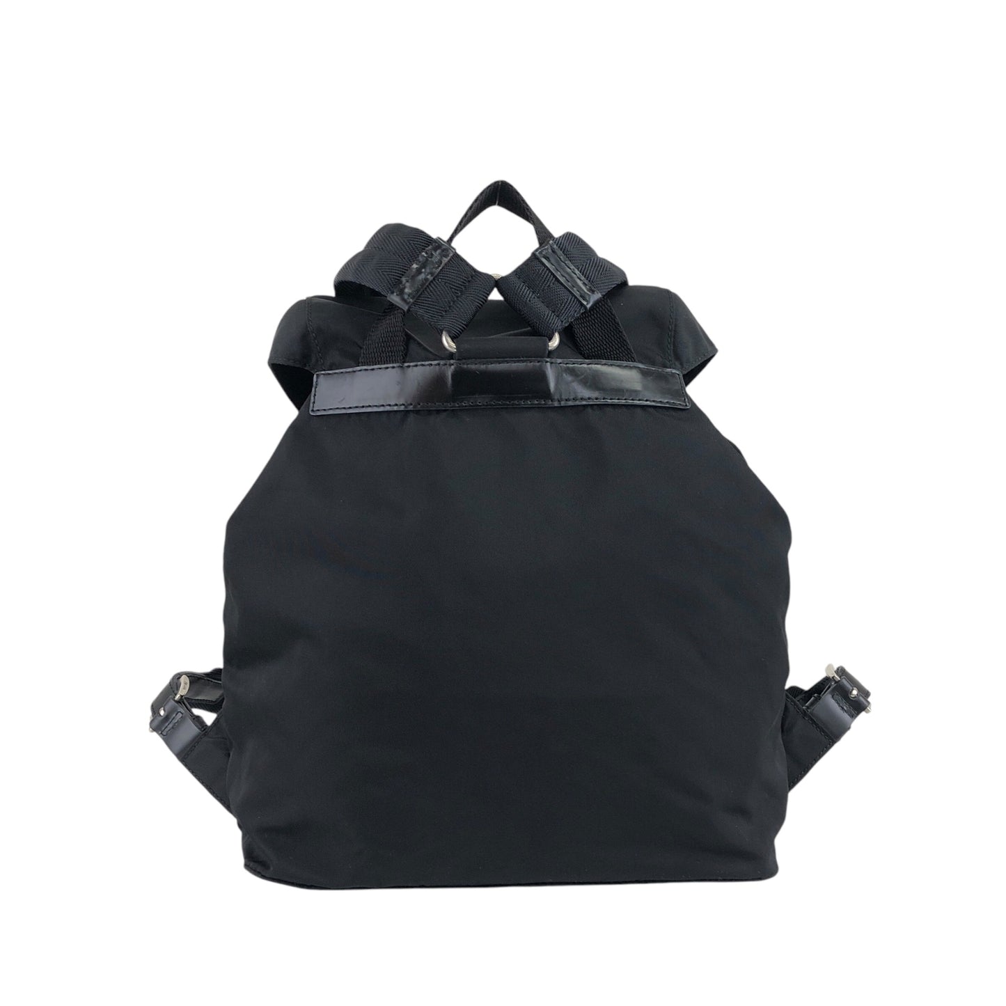 PRADA Triangle Logo Double Pocket Backpack Black Vintage u4u7vk