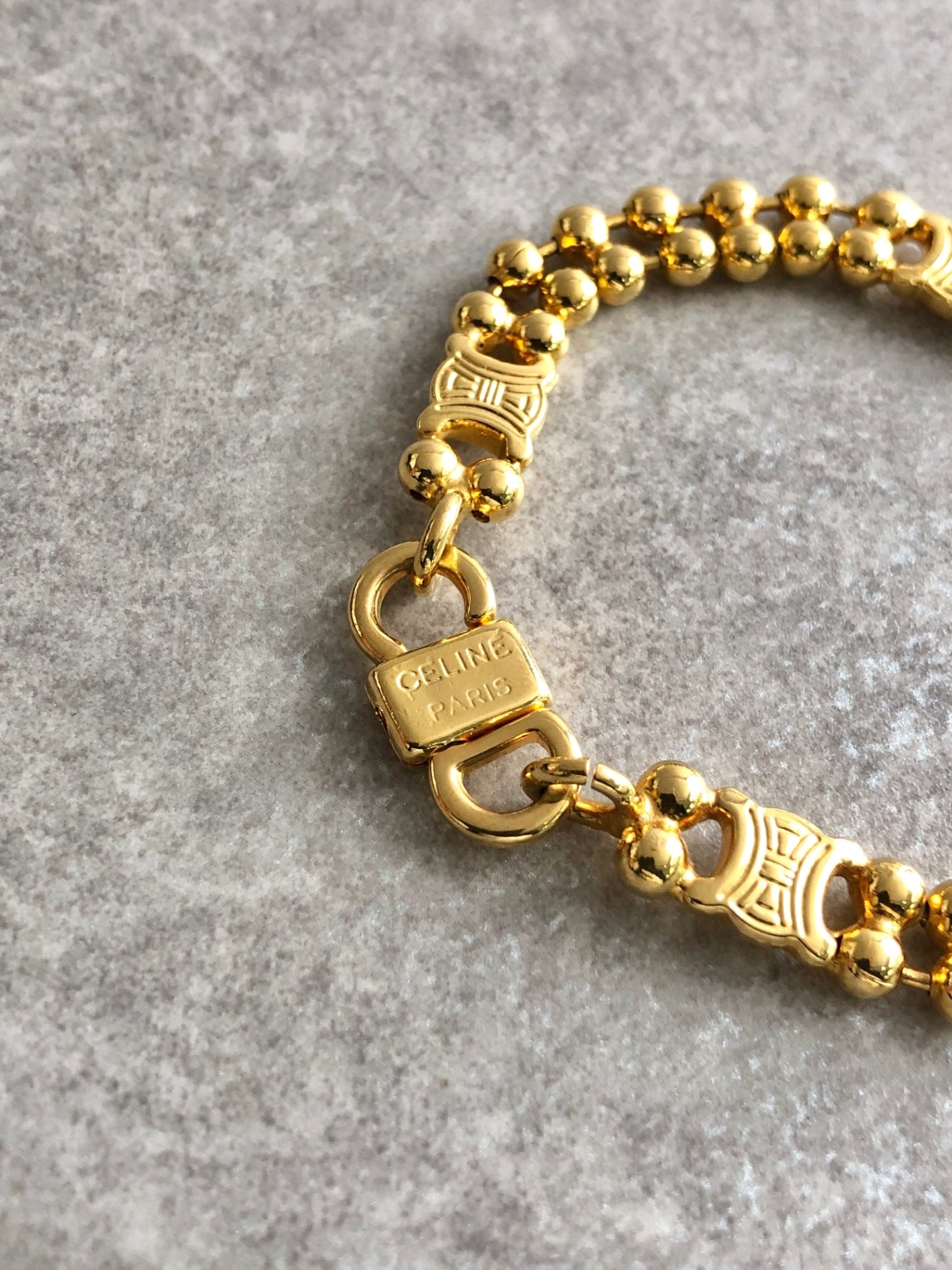 CELINE Triomphe Bracelet Gold Vintage 7da5xz