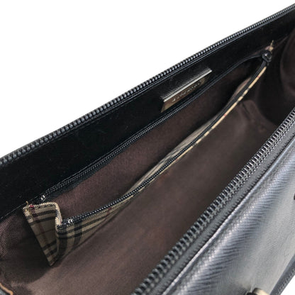 BURBERRY Logo Small Boston bag Handbag Black Vintage 56f78t