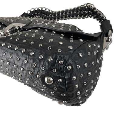 PRADA Studs Pushlock Shoulder bag Black Vintage mh4vuk