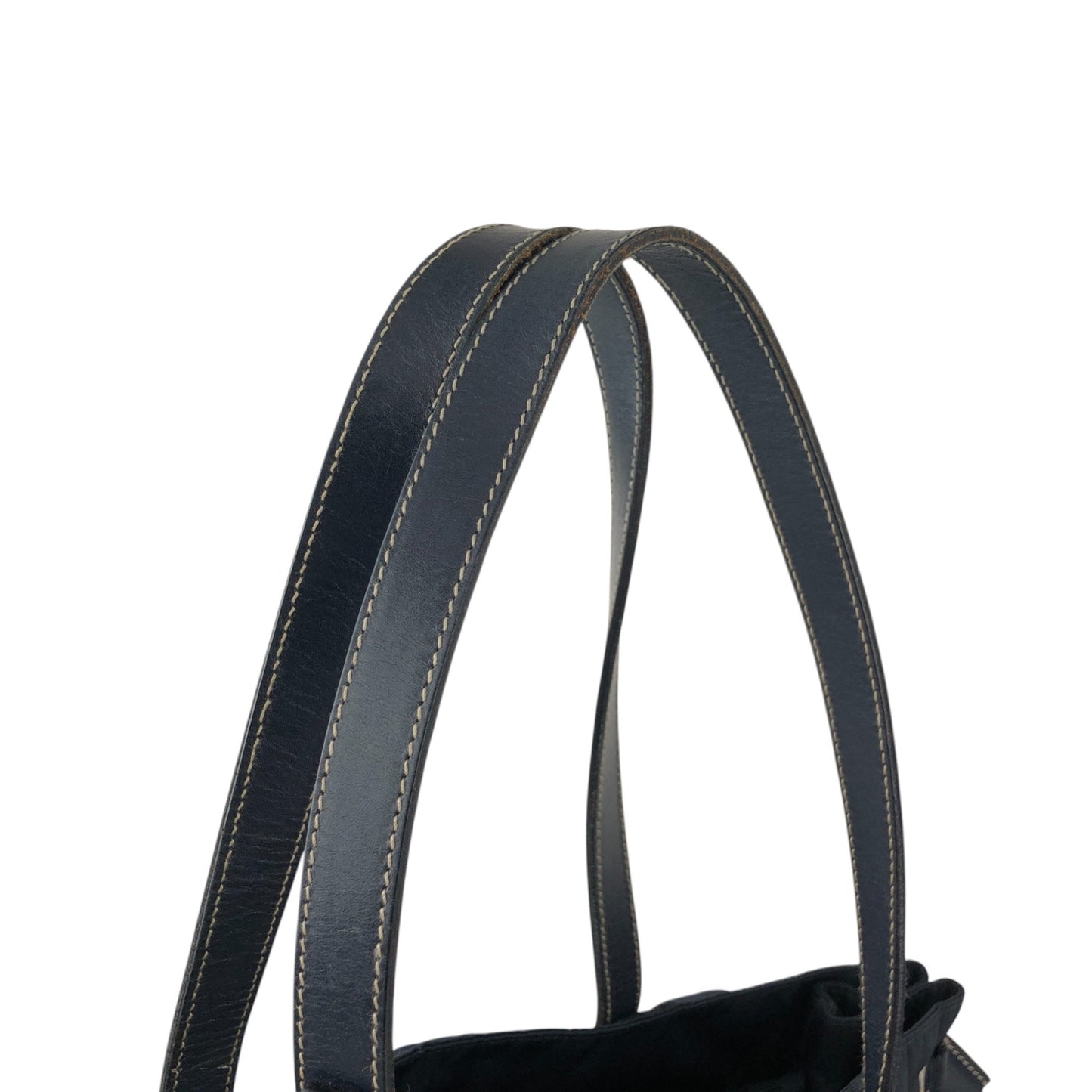 PRADA Tessuto Triangle Logo Double Pocket Totebag Navy Vintage 8ka5ea
