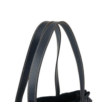 PRADA Tessuto Triangle Logo Double Pocket Totebag Navy Vintage 8ka5ea