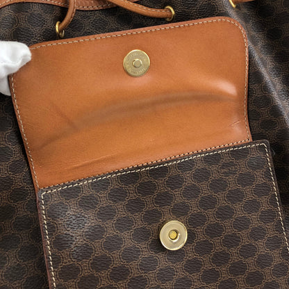 CELINE Macadam Blason Drawstring Shoulder bag Brown Vintage ex6n3b
